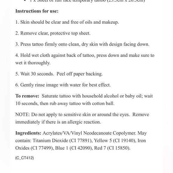 Day of the Dead Temporary Tattoo FX Sugar Skull Face Tinsley Transfers - Picture 9 of 9